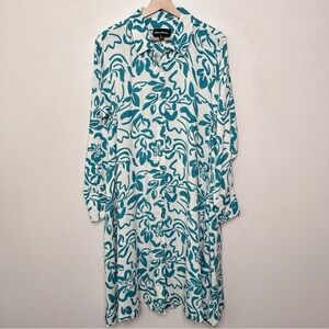 Threadbare Womens Large Turquoise Midi Shirt Dress
